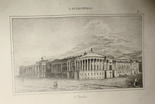 1840 S. Petersburgo - El Senado -original engraving from El universo pintoresco