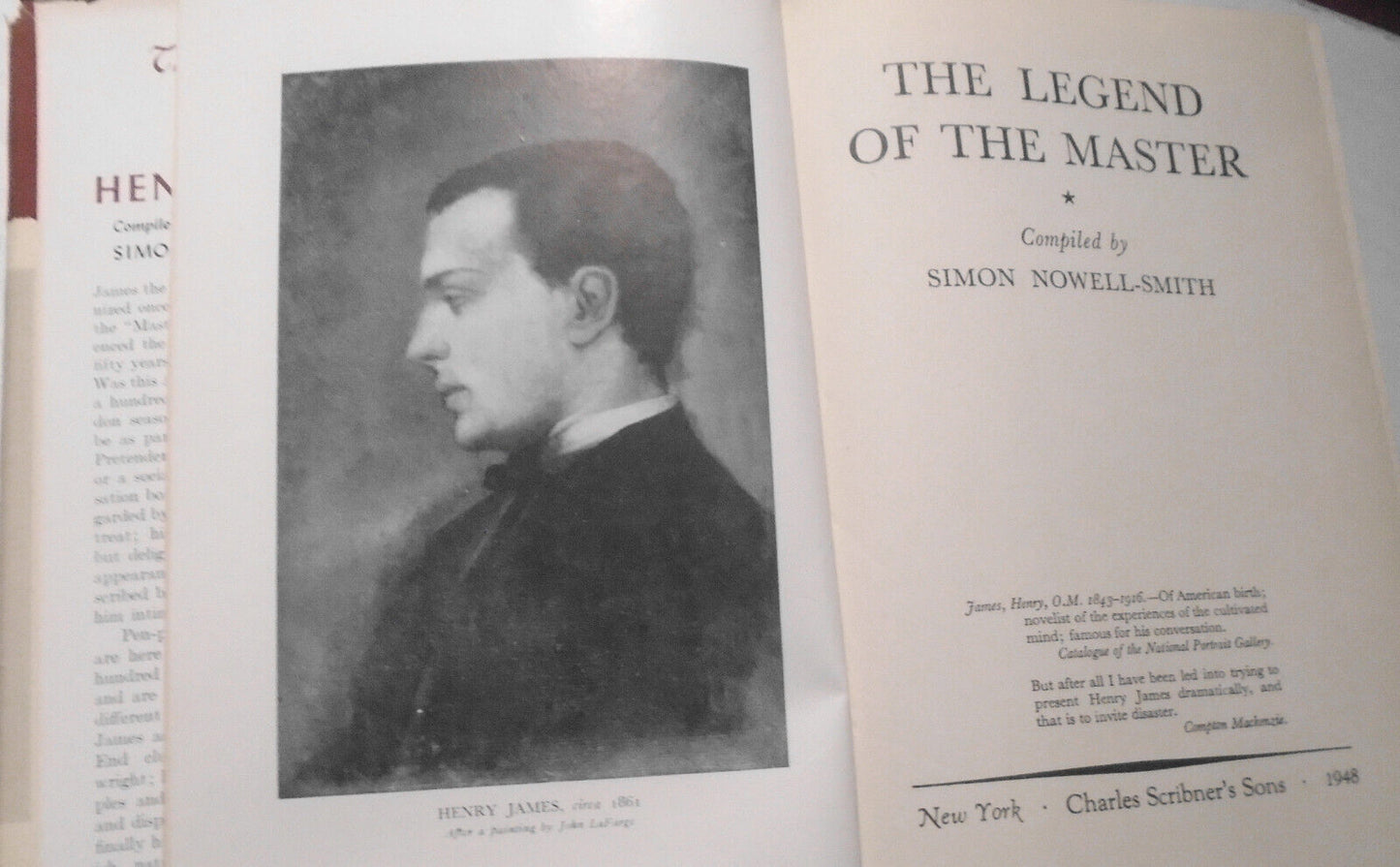 The Legend of the Master Henry James, by Simon Nowell-Smith. First edition, 1948