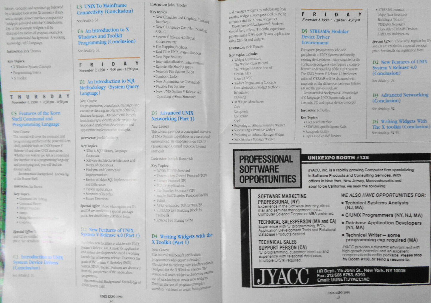 UNIX EXPO 1990 OFFICIAL SHOW PROGRAM - Oct. 31- Nov. 6, Javits Center, New York