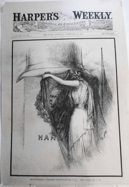 Major-General Winfield Scott Hancock by Nast. Harper's Weekly February 20,  1886