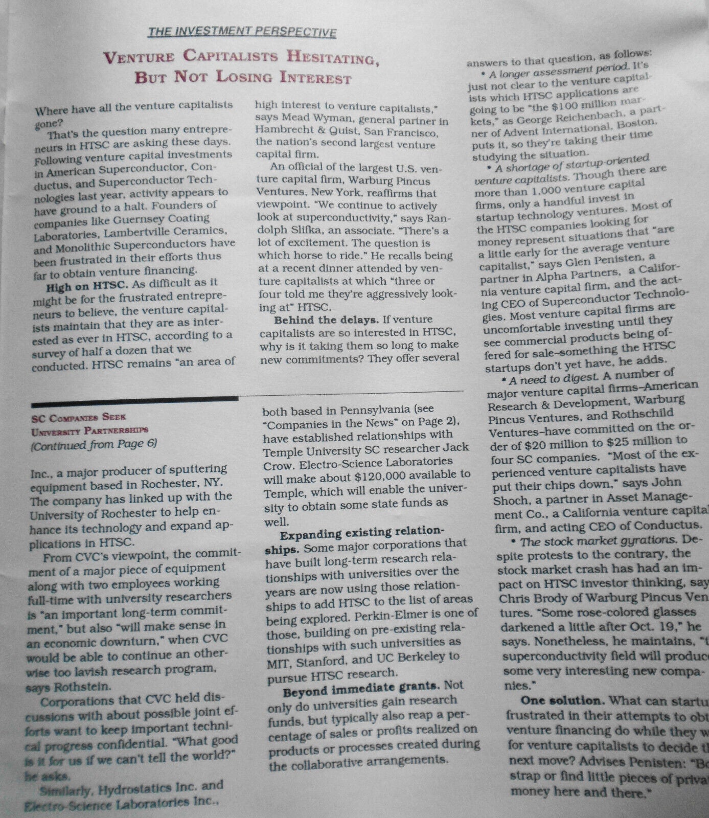 The Cambridge Report on Superconductivity, February 1988. David Gumpert, Editor