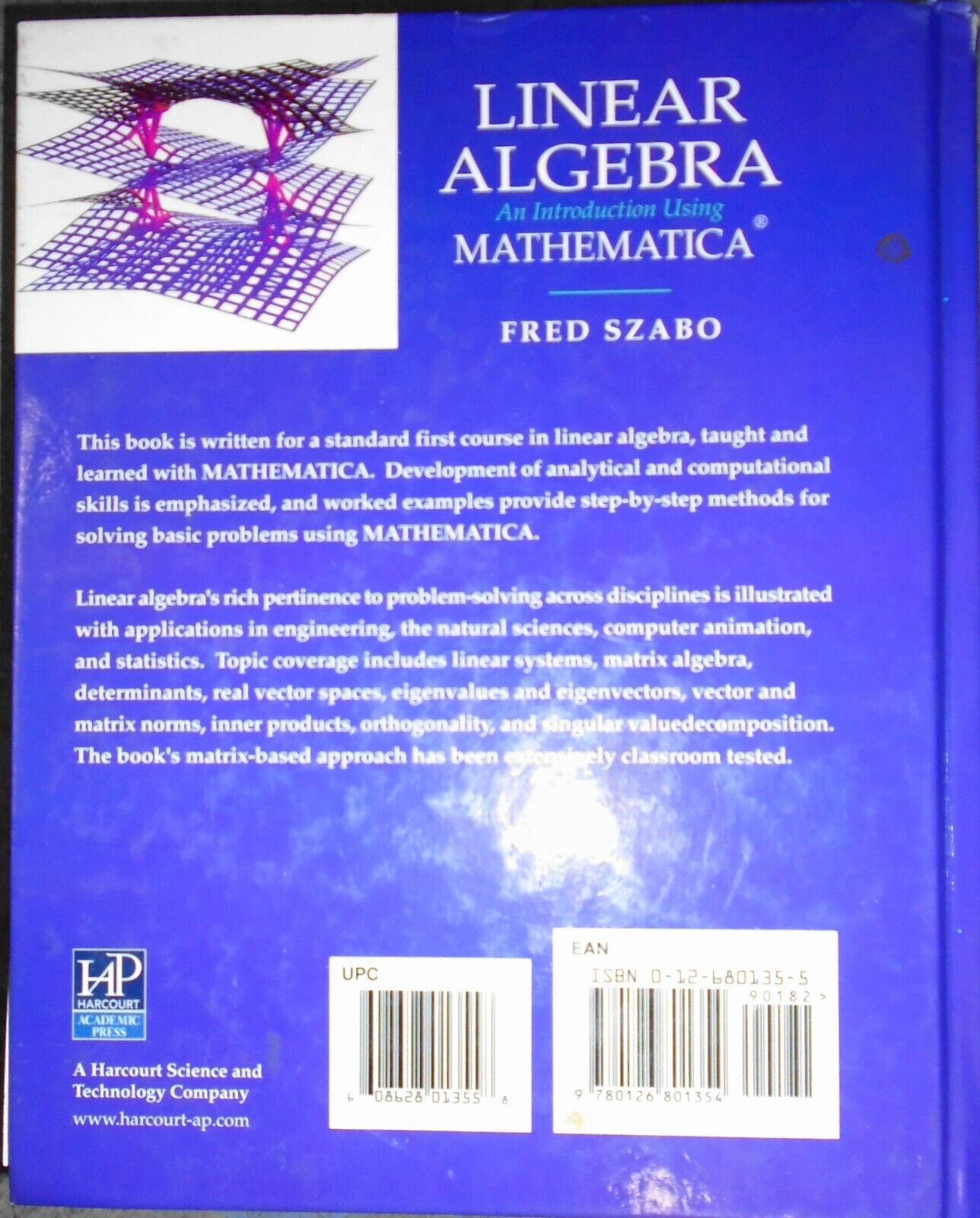 Linear Algebra: An Introduction Using Mathematica - Fred Szabo - Hardcover, 2000