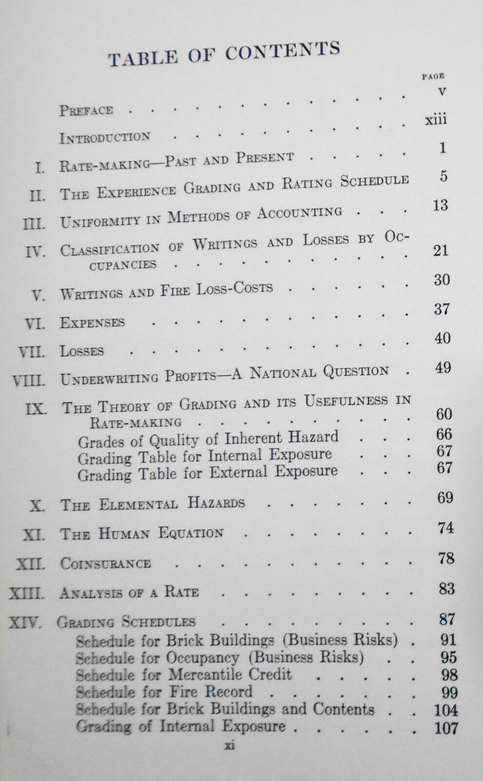 The Experience Grading And Rating Schedule By E G Richards. 1921. Fire insurance