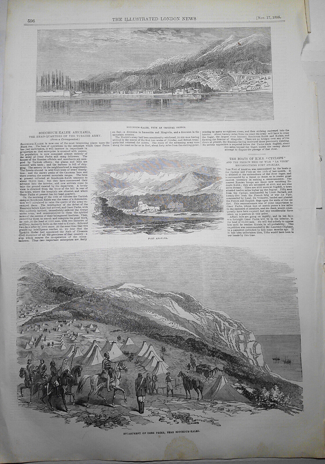 Souchoum-Kaleh, Headquarters of the Turkish Army & Omer Pacha encampment - 1855