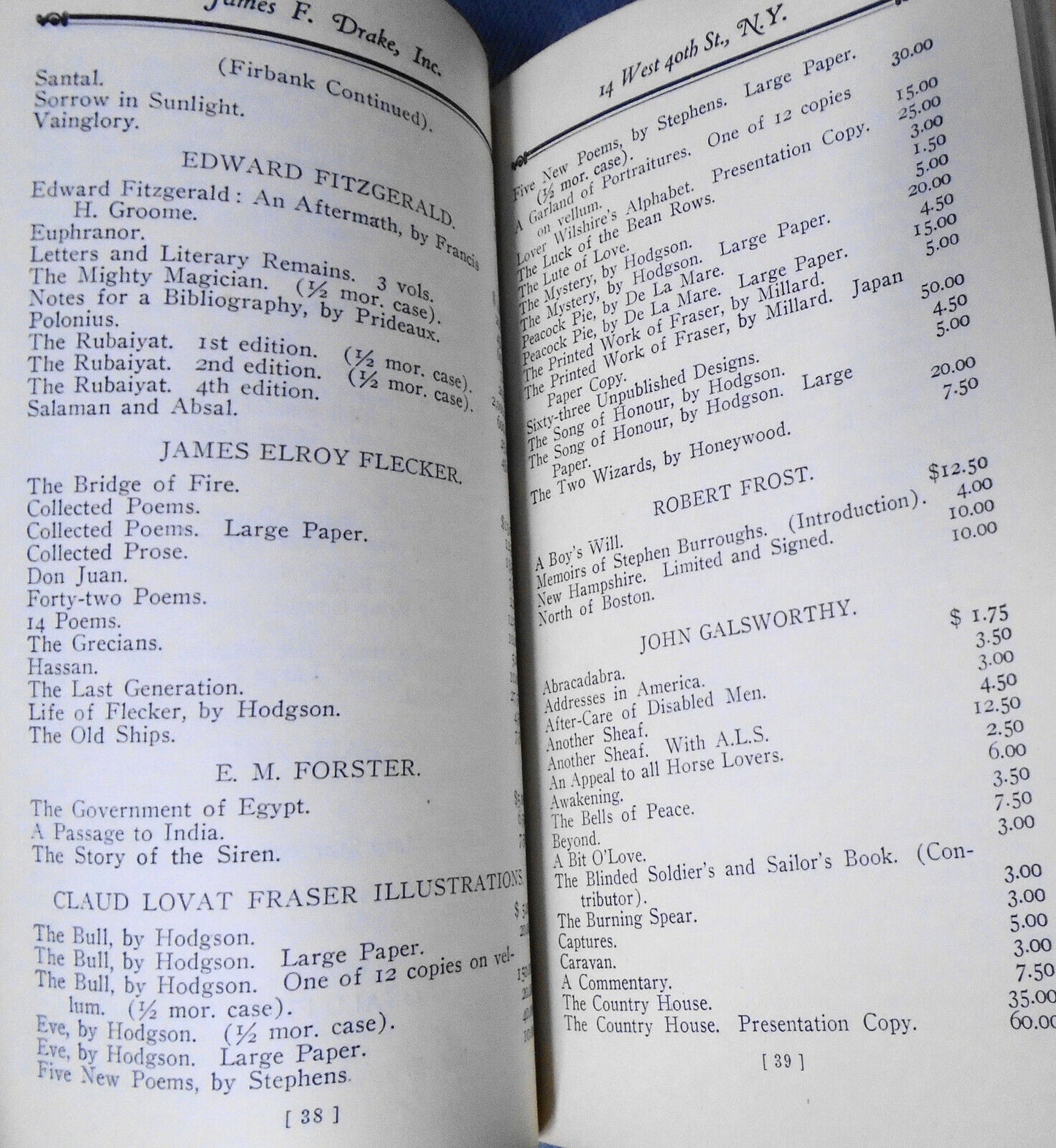 1926 James F. Drake : A Check-list Catalogue Of First Editions - No. 178
