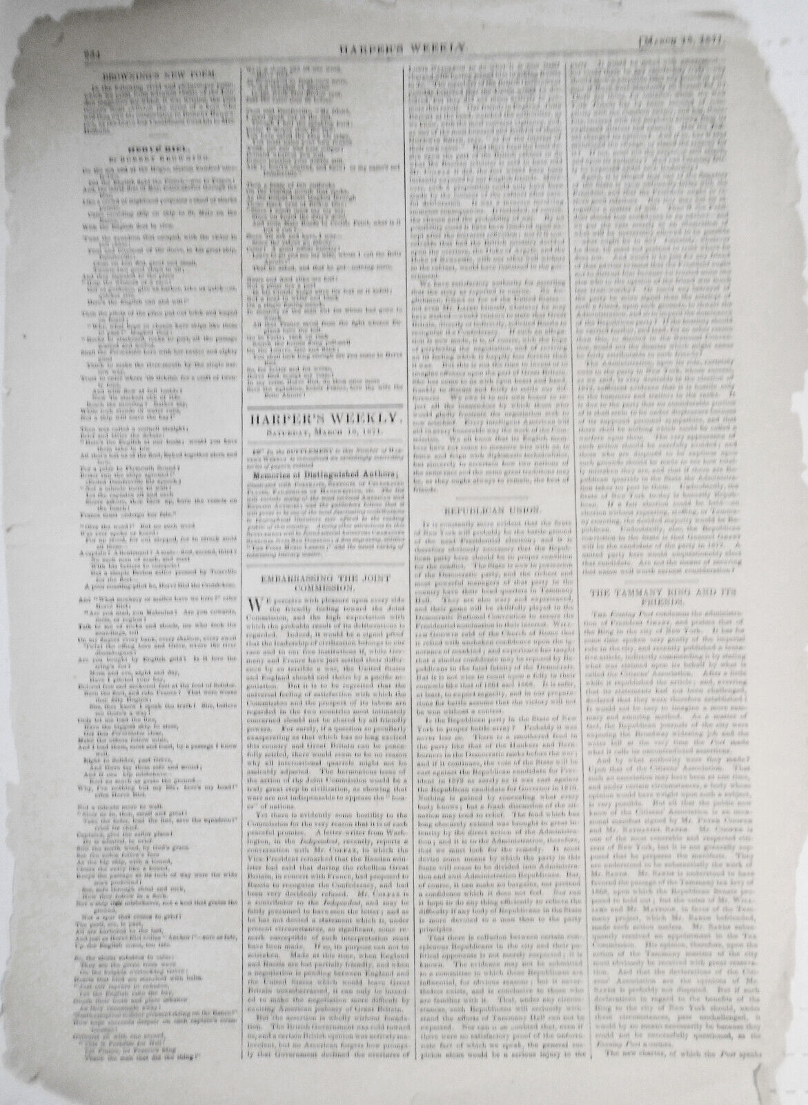 "Victorious Peace" - March 18, 1871, Harper's Weekly