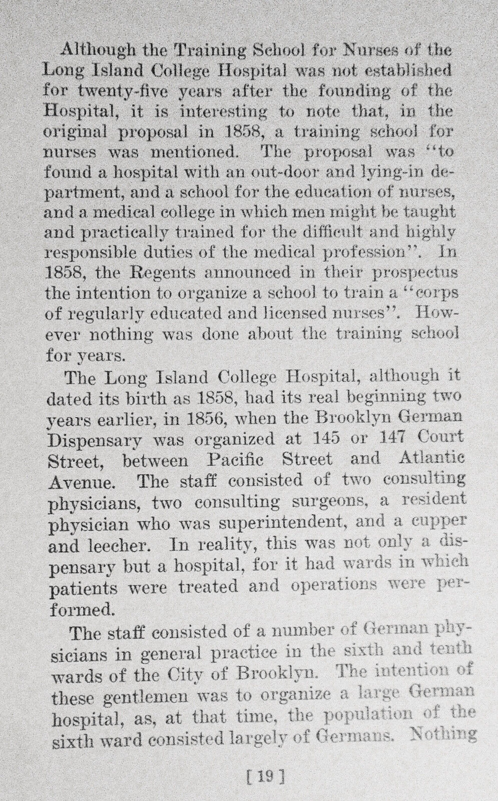 The Long Island College Hospital and Training School for Nurses, 1858-1883-1933