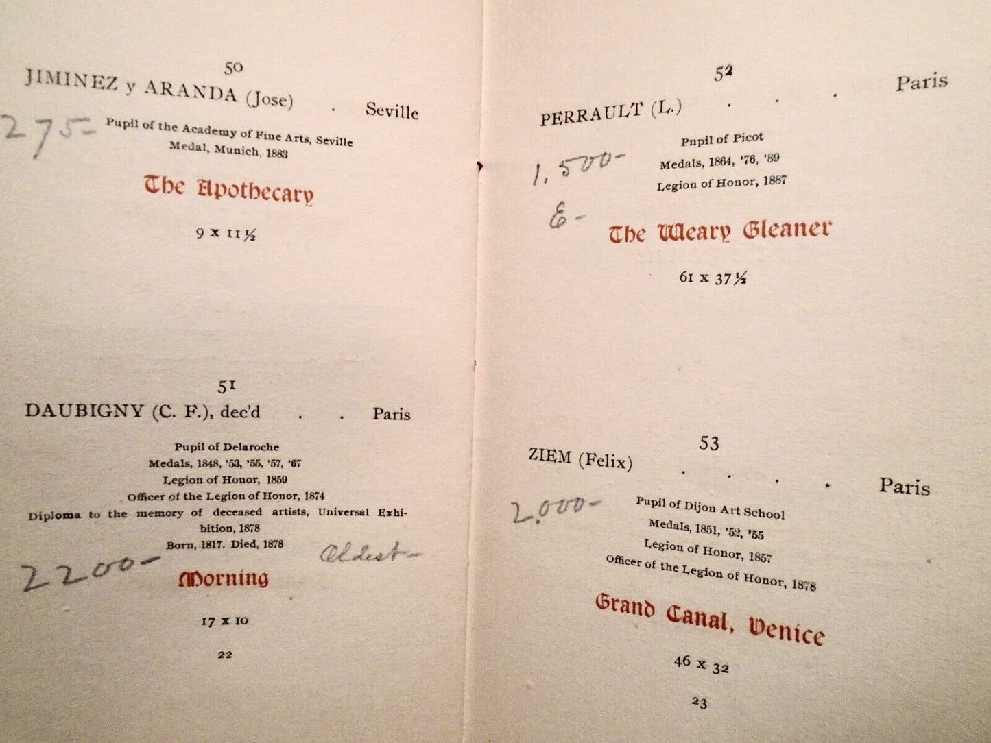 1897 Catalogue Of Modern Paintings.. Estate Of Mrs F G Crosby. 5th Ave Galleries