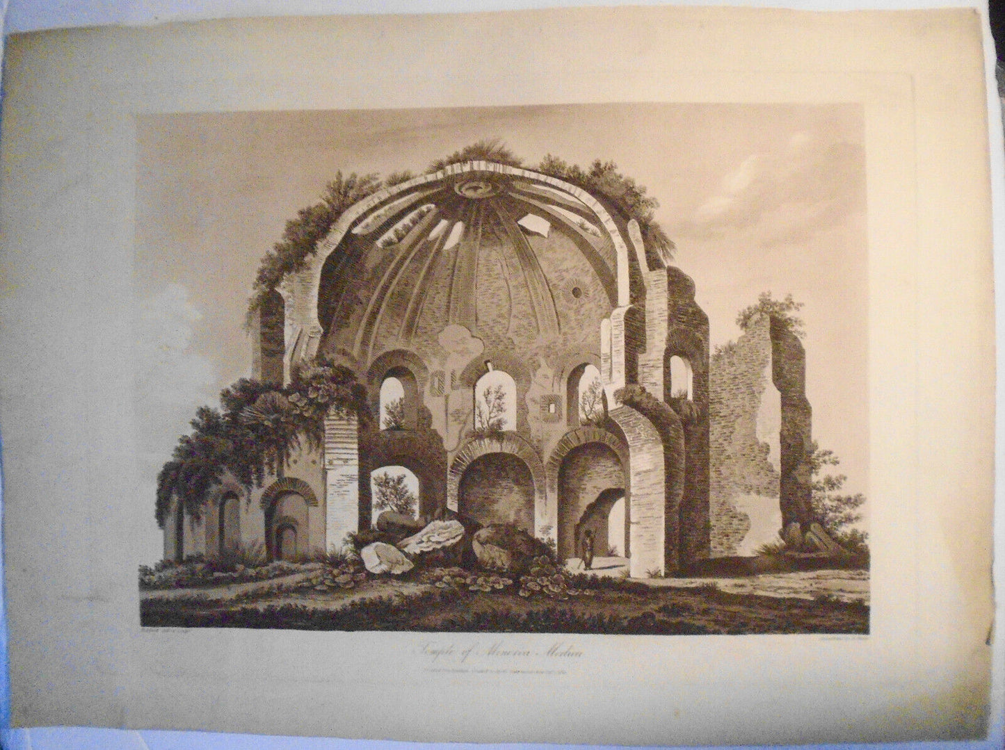 1820 Temple of Minerva, by Henry Abbott.  Aquatinted by R. Reeve. 22.5" x 16.5"