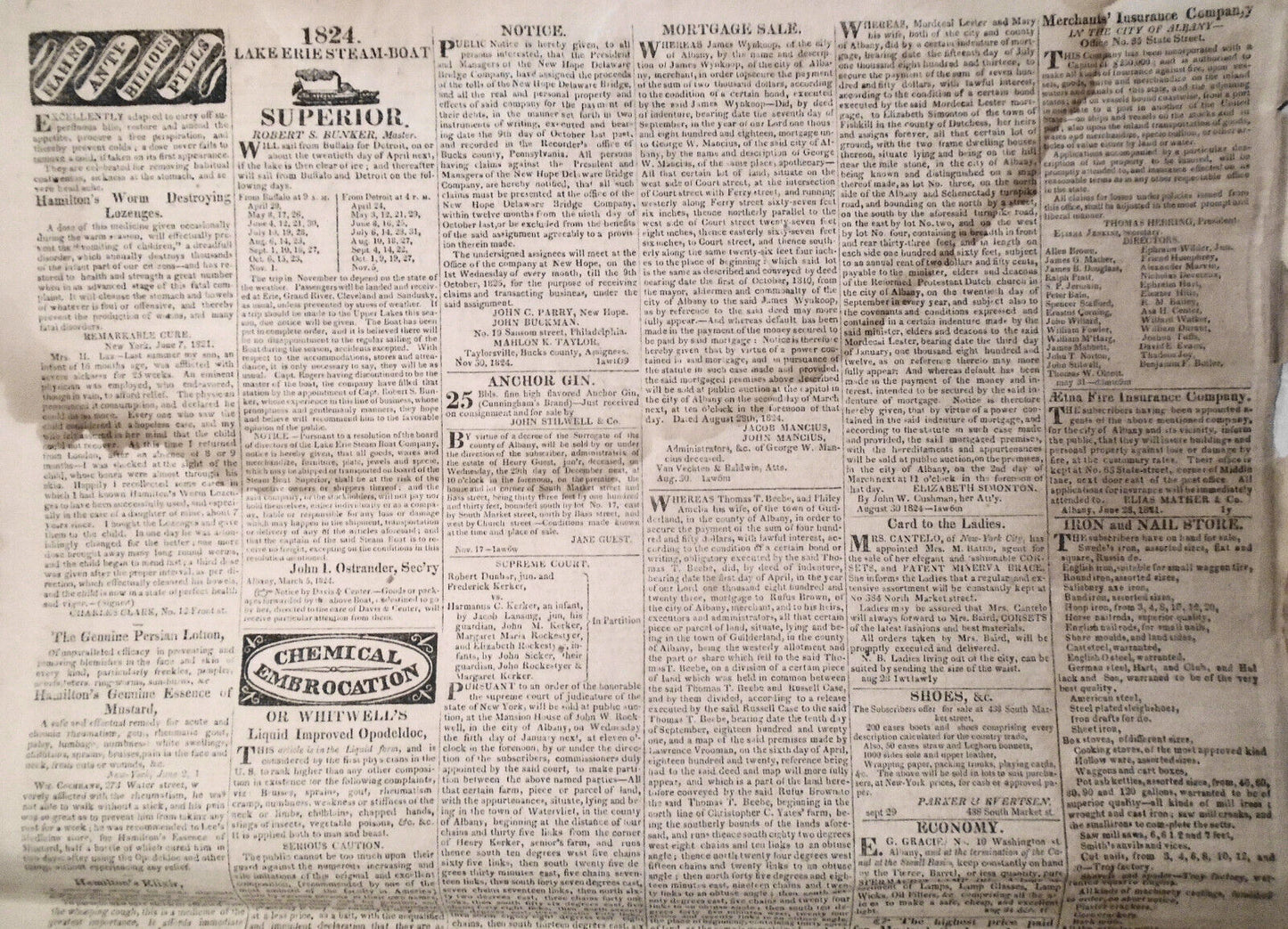 Albany Daily Advertiser, December 25, 1824 - Lafayette's family, "Female Othello