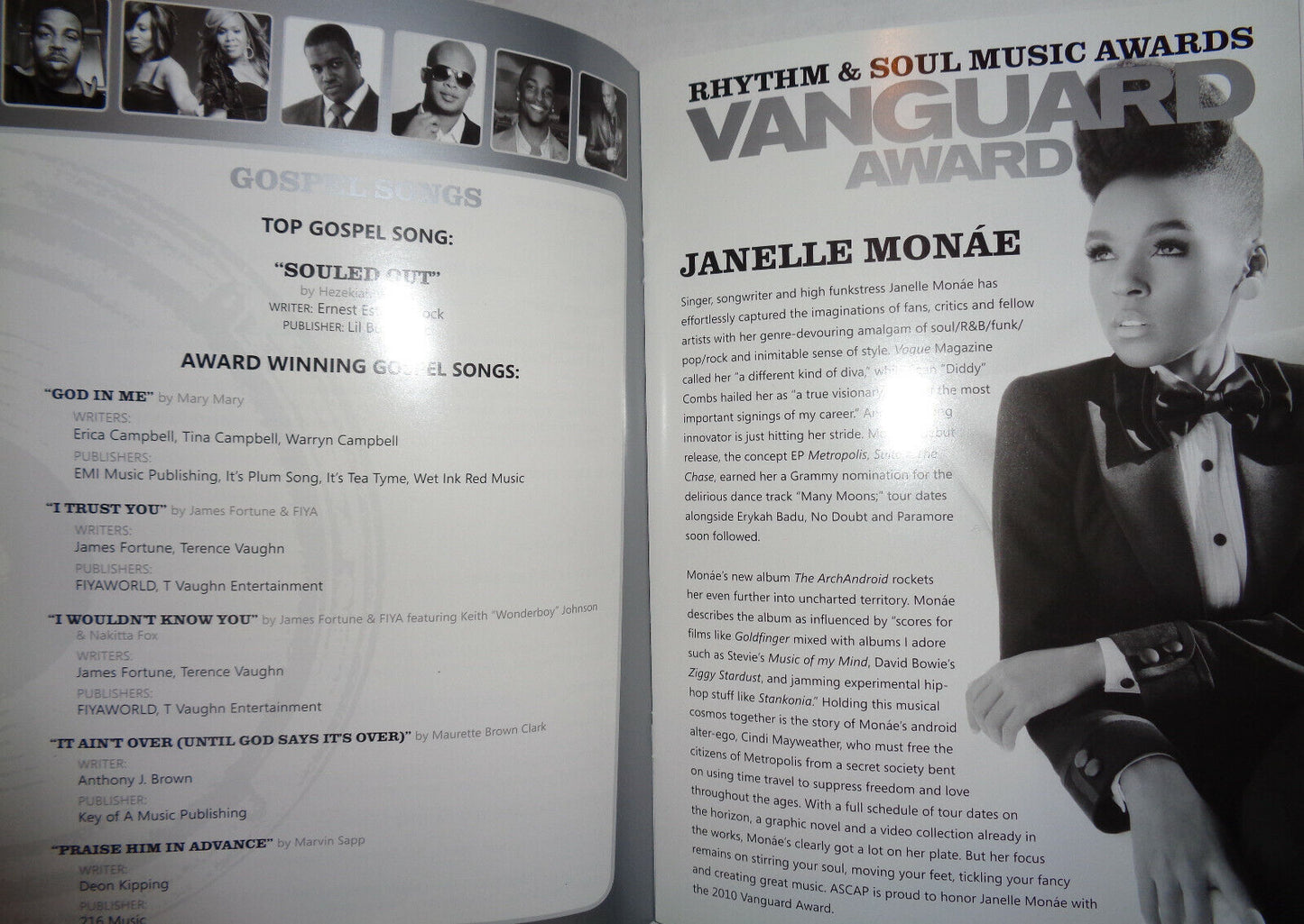 2010 ASCAP Rhythm & Soul Music Awards - Souvenir Program - Dr Dre, Janelle Monae