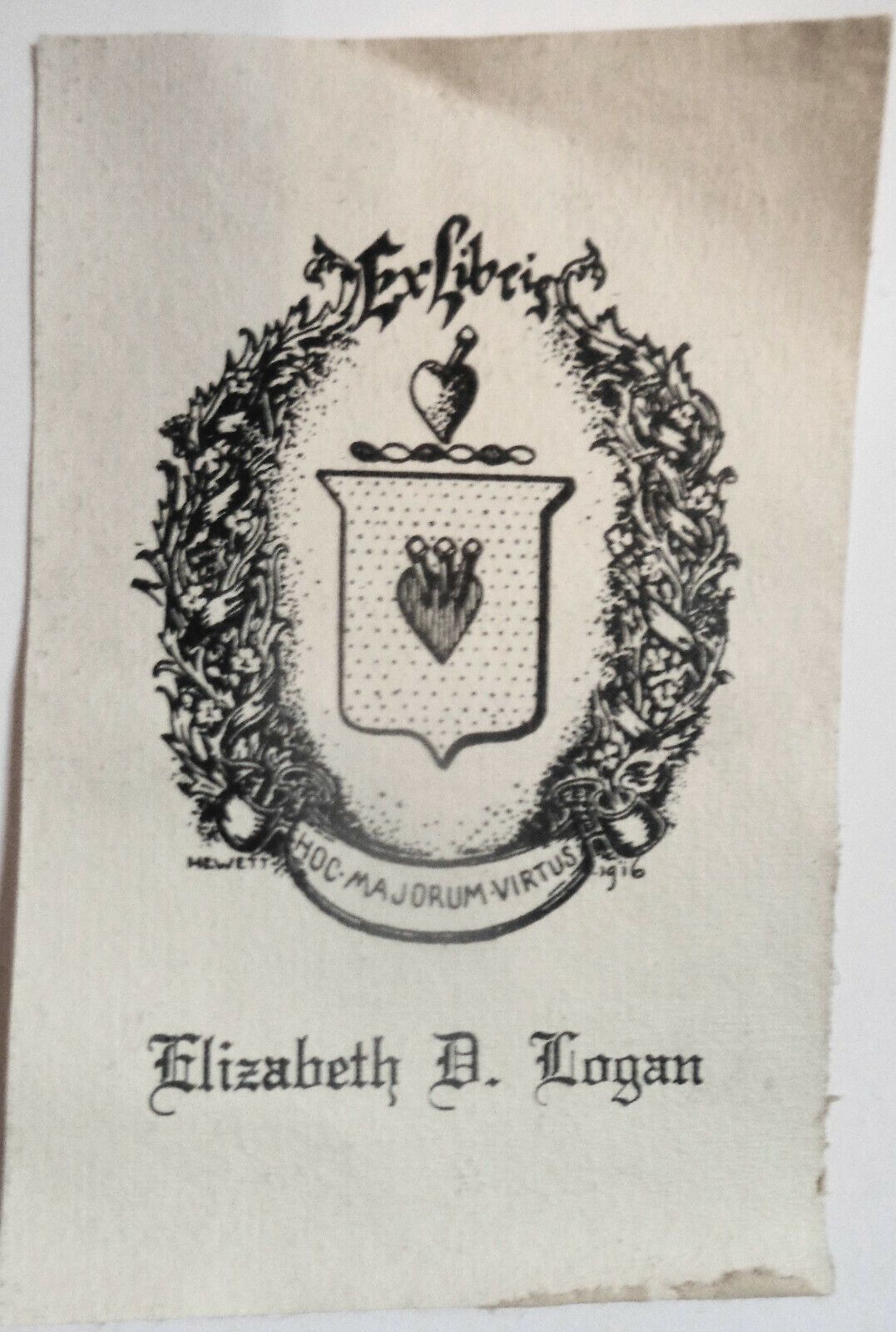 Elizabeth D. Logan, Ex Libris Bookplate