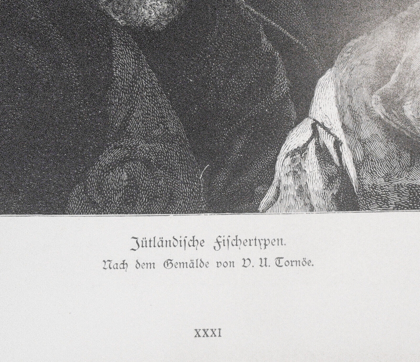 Jütländische Fischertypen, by V. U. Tornöe -- 1884 - Original antique print