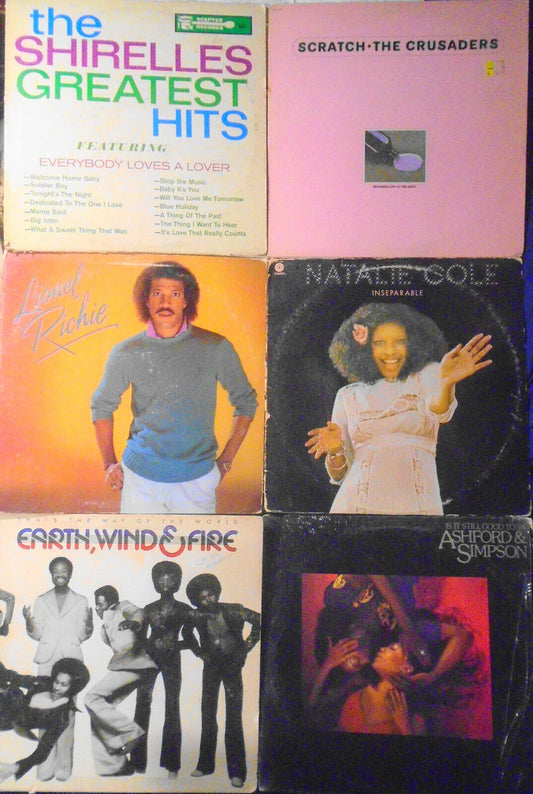 Lot of 6 R&B Soul vinyl LP record albums - Earth Wind & Fire, Natalie Cole et al