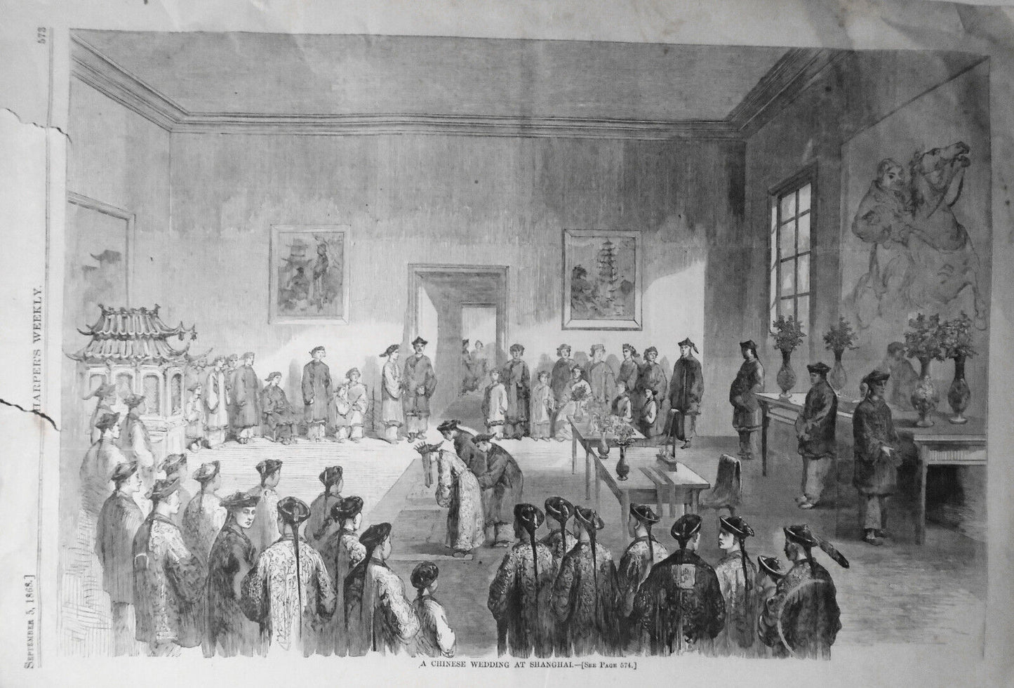 A Chinese Wedding At Shanghai. Harper's Weekly. September 5, 1868