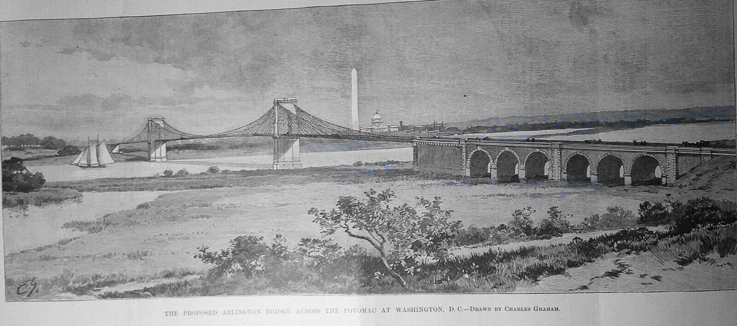 Proposed Arlington Bridge Across the Potomac, Washington DC Harper's Weekly 1891