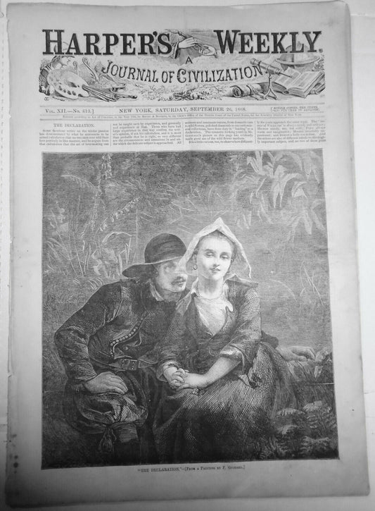 Harper's Weekly September 26, 1868 - Original Complete. Race issues - anti-Black