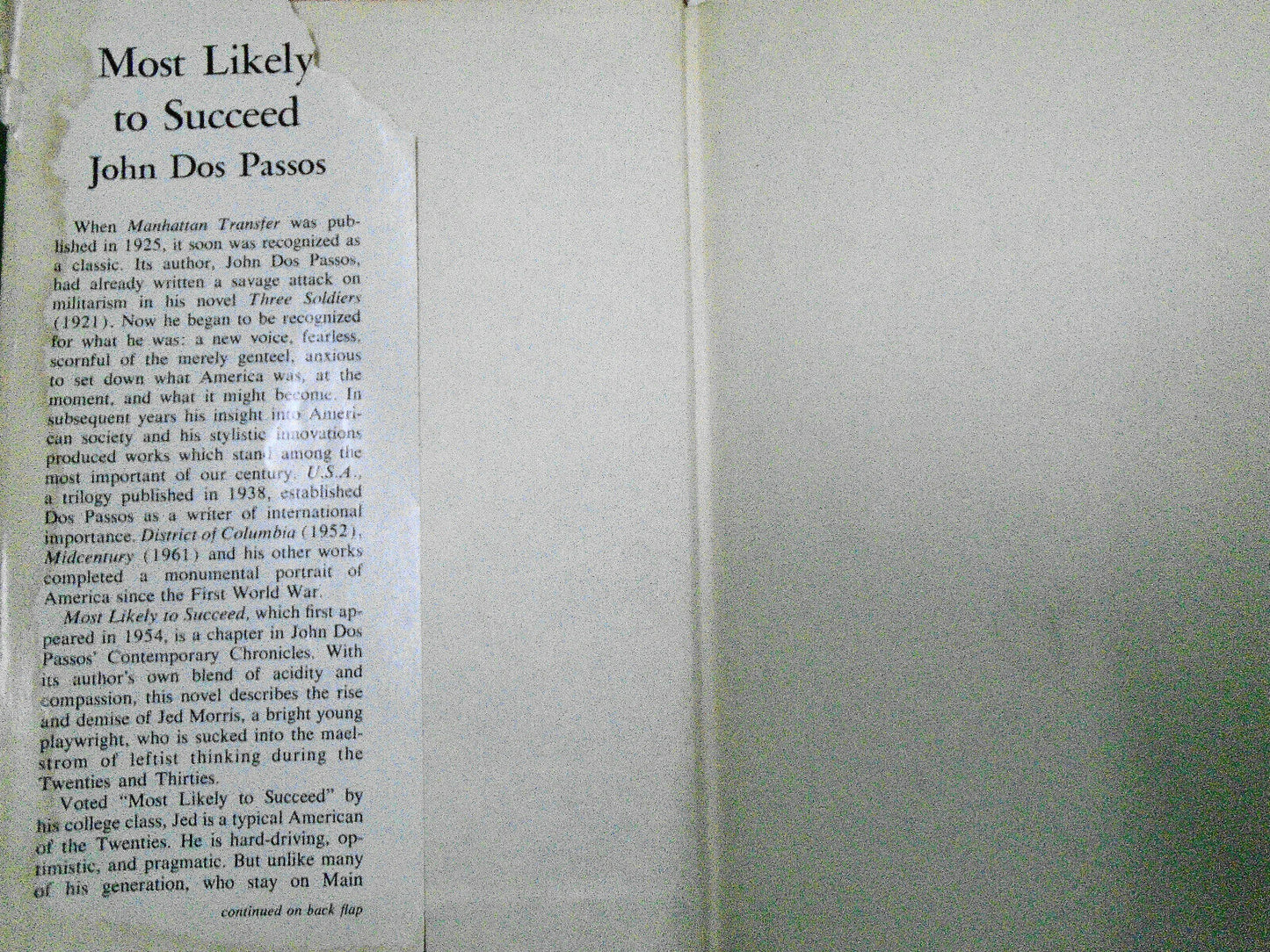 John Dos Passos: State of the Nation, Century's Ebb, Most Likely to Succeed 1sts