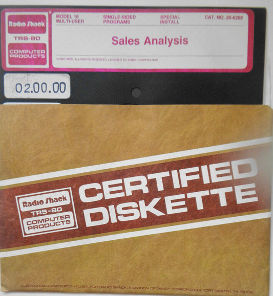 Radio Shack Model 16 TRS-XENIX  Multi-User SALES ANALYSIS 1982 - diskette only