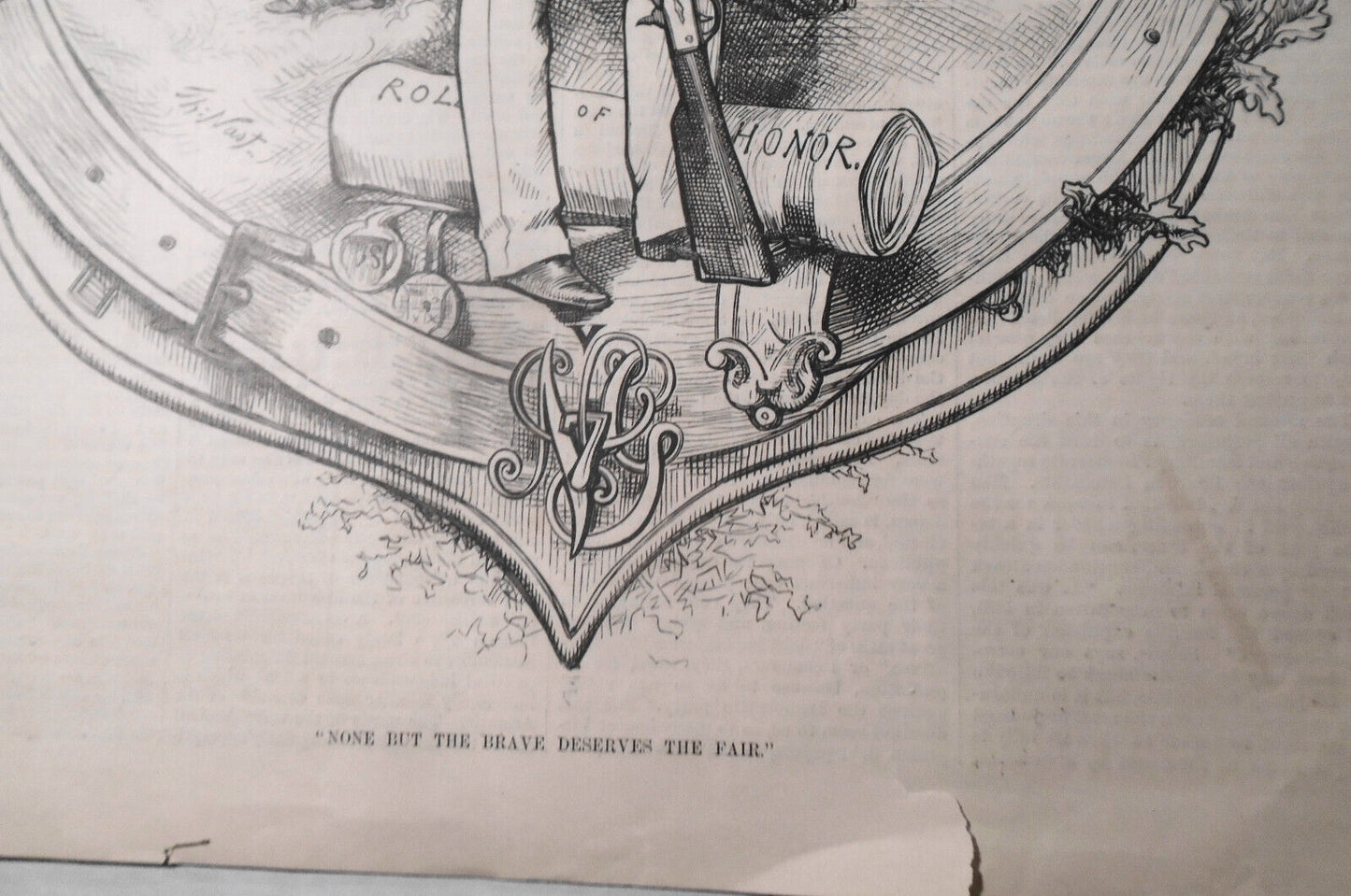 "None but the brave deserves the fair" , by Thomas Nast - Harper's Weekly, 1879.