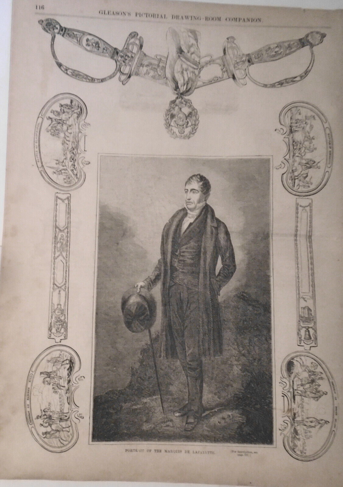 Gleason's Pictorial February 25, 1854 - George Washington; Portrait of Lafayette