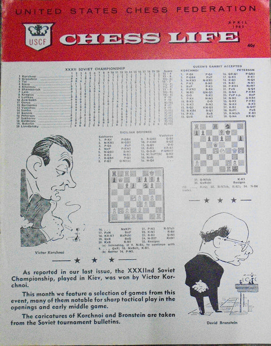 Chess Life, April 1965 - Soviet Championship; Olympiad...