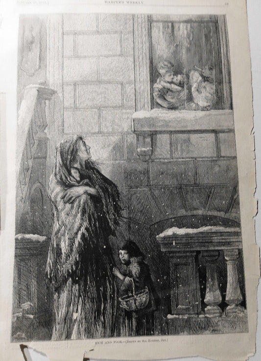 Rich and Poor, by Sol Eytinge -  Harper's Weekly, January 11, 1873. Original