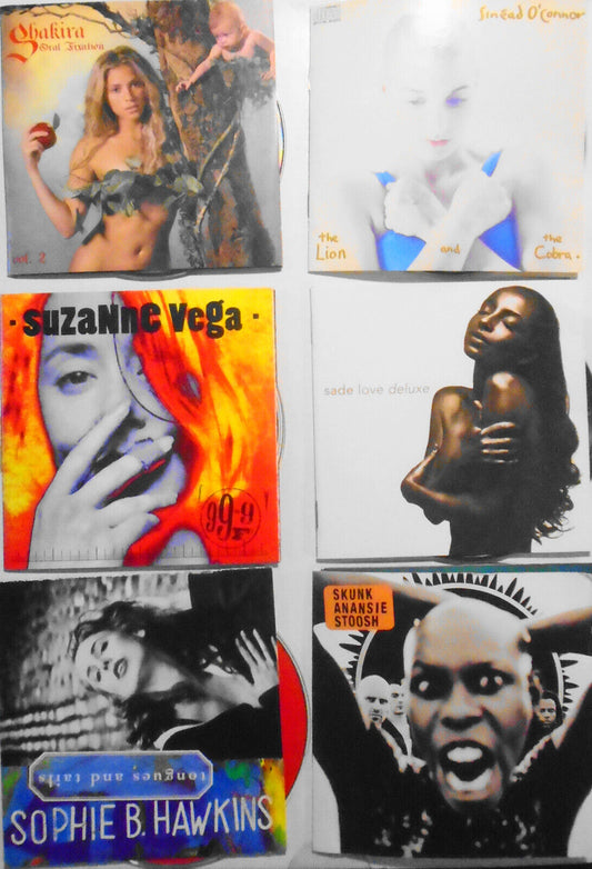 6 CDs lot: Shakira, Sinead O'Connor, Sade, Suzanne Vega, Skin, Sophie B. Hawkins