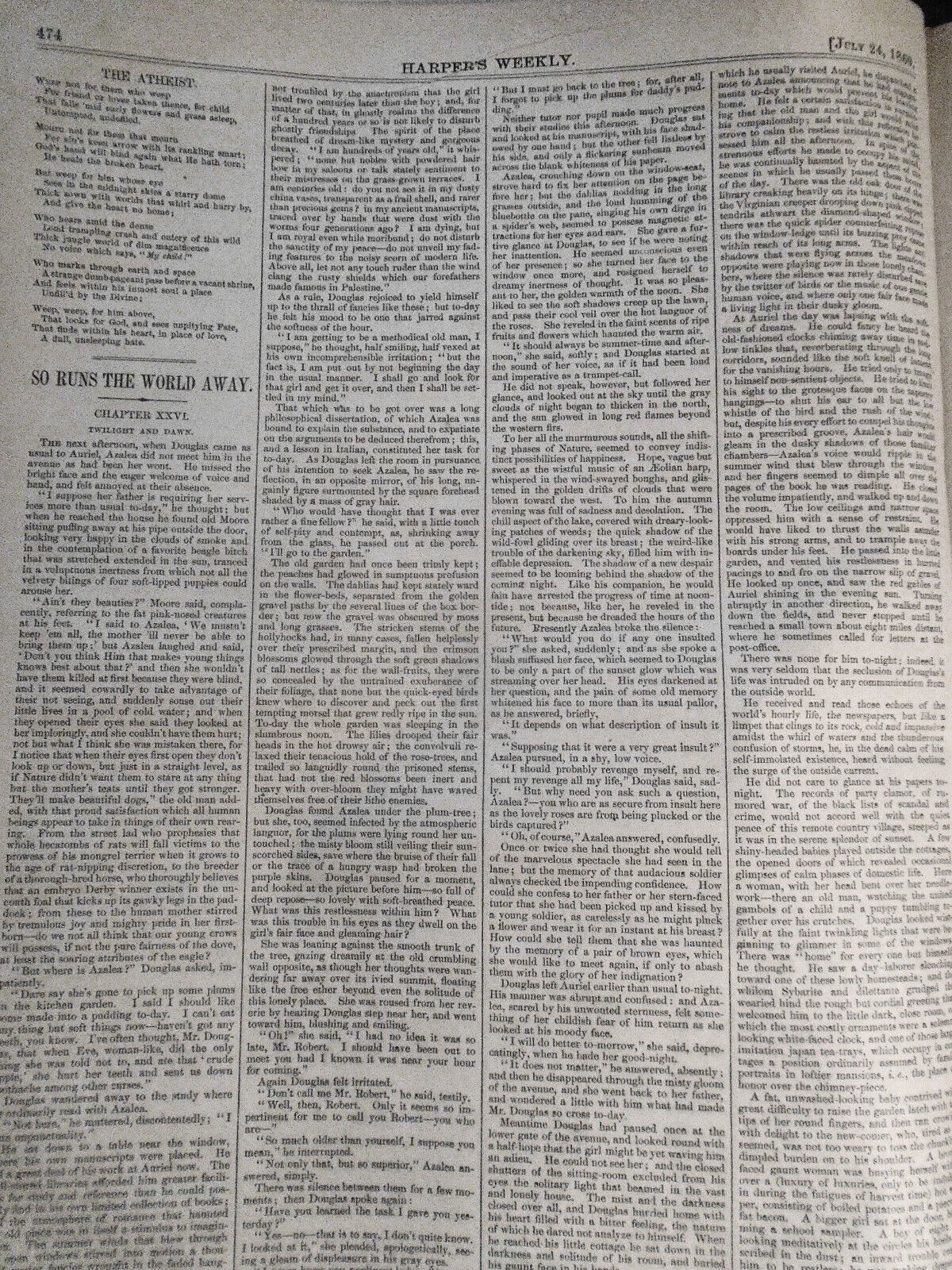 [Baseball] Cincinnati Red Stockings. Champion Bat. Harper's Weekly July 24, 1869