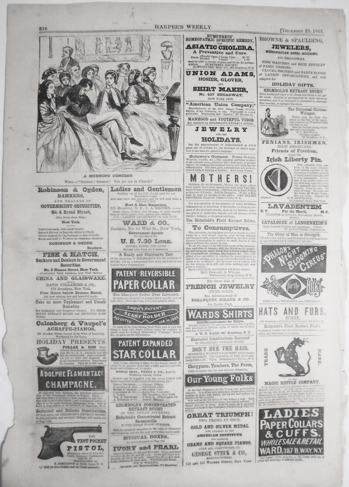 "A Morning Concert", original cartoon in Harper's Weekly December 23, 1865