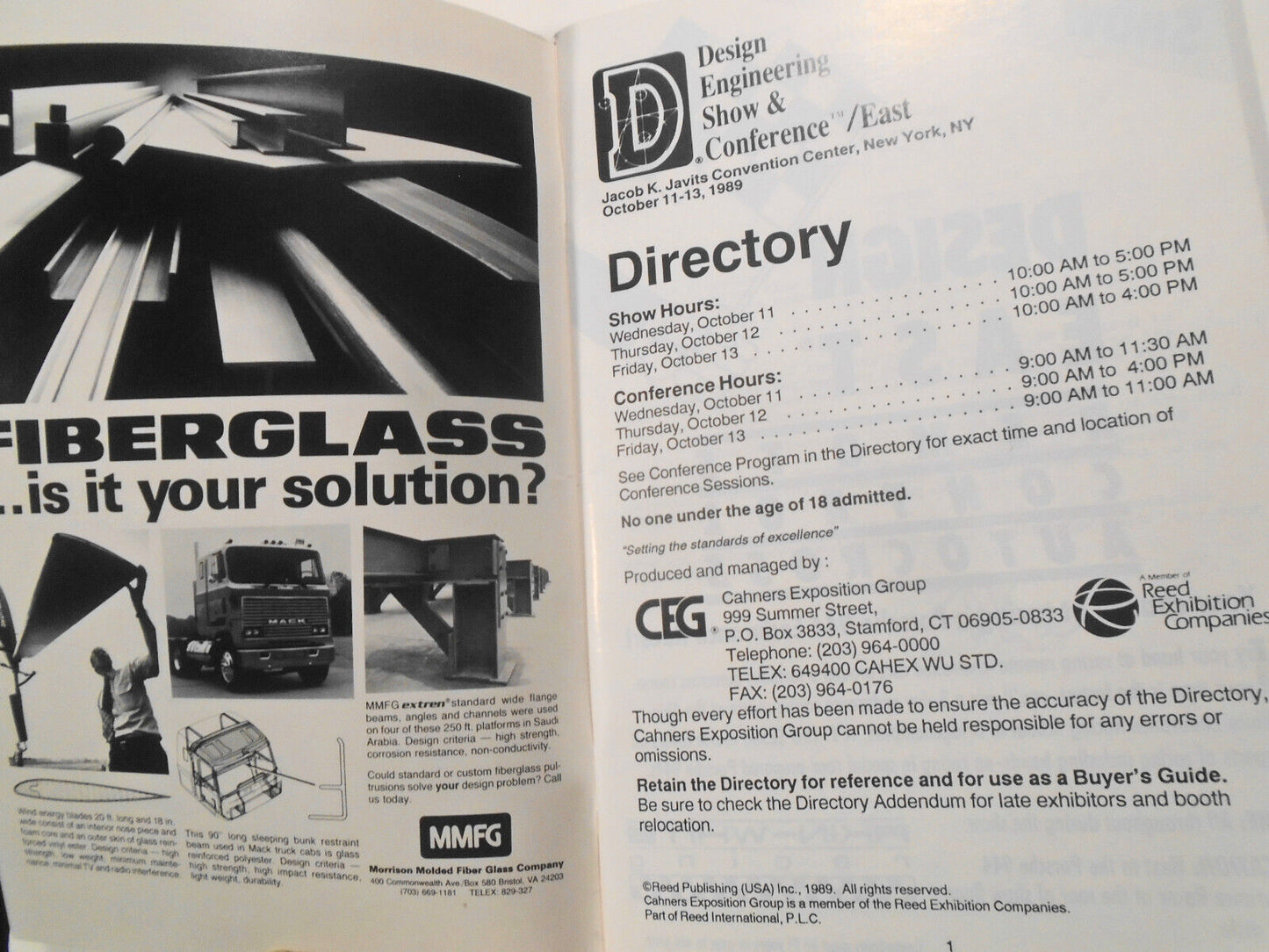 1989 Design Engineering Show & Conference Official Directory & Buyers' Guide. NY