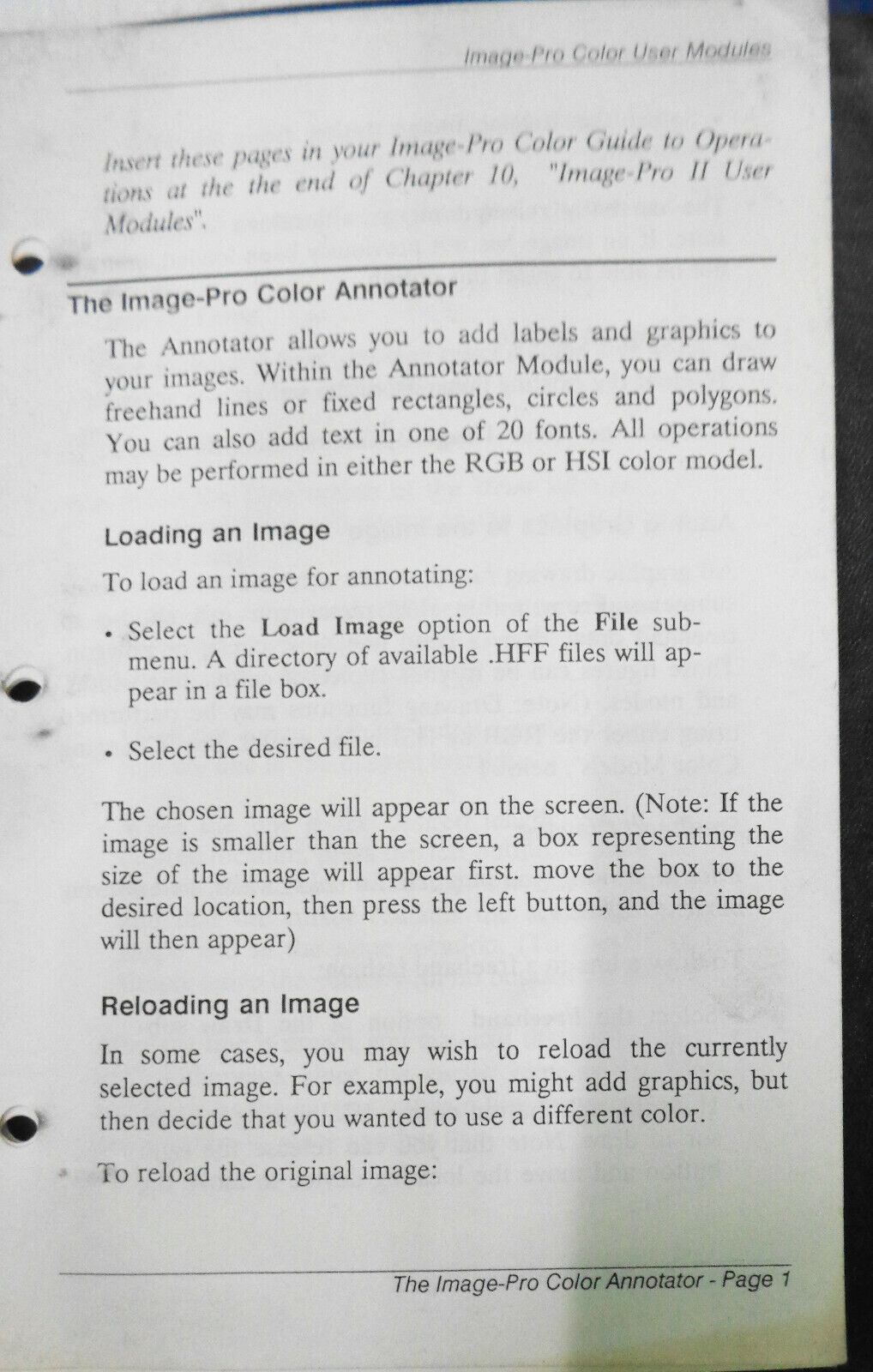 Image-Pro Color for 3M/Comtal Vision Lab II by Media Cybernetics. 1988,  IBM  AT