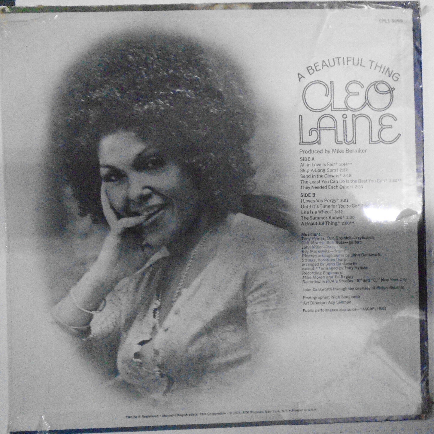 Cleo Laine : A Beautiful Thing. LP. 1974  *SEALED*  RCA  CPL1-5059