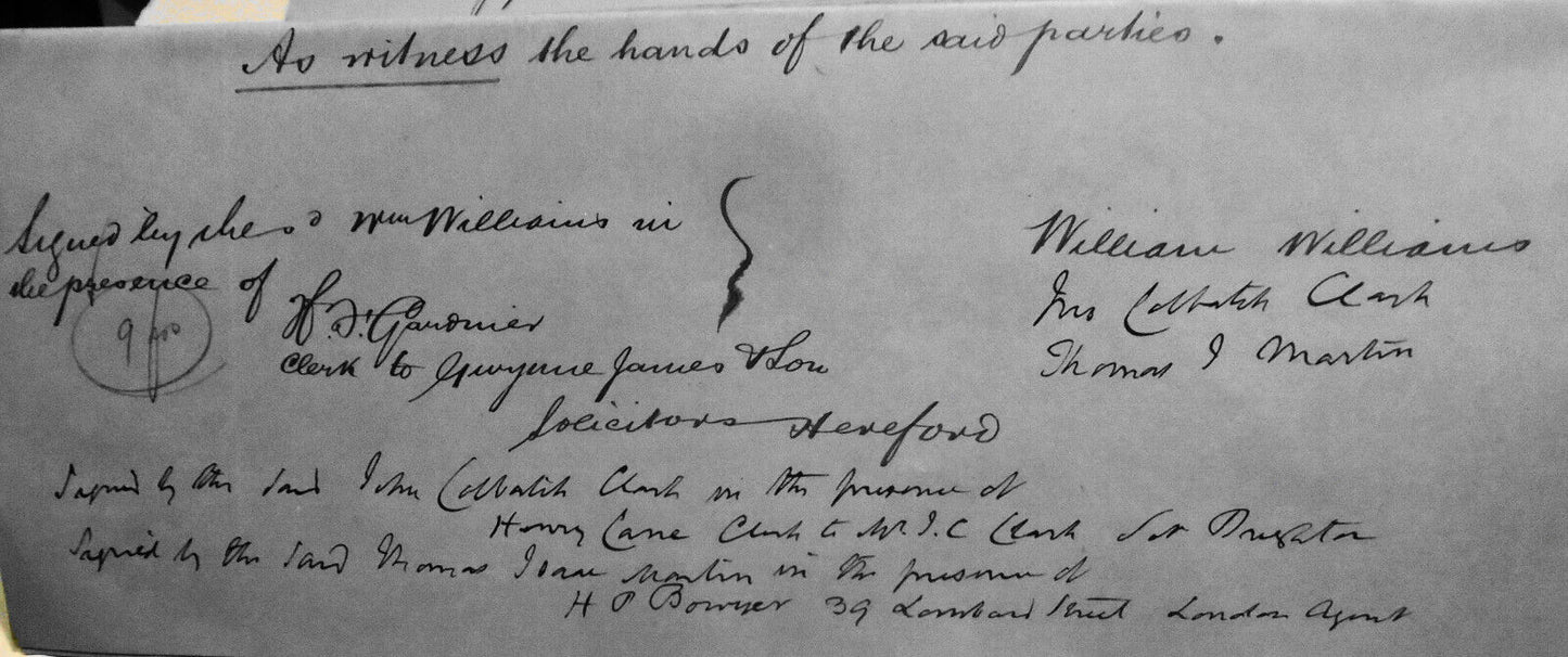 1892 Draft Lease. Hereford, England. Clark & Martin to William Williams.