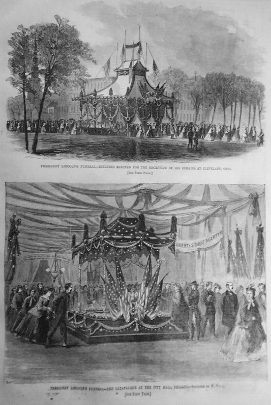 President Lincoln's Funeral - 2 prints   - Harper's Weekly May 20, 1865 original