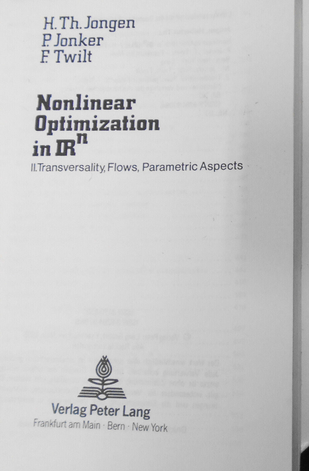 Nonlinear Optimization In Irn. 2. Transversality, Flows, Parametric Aspects.