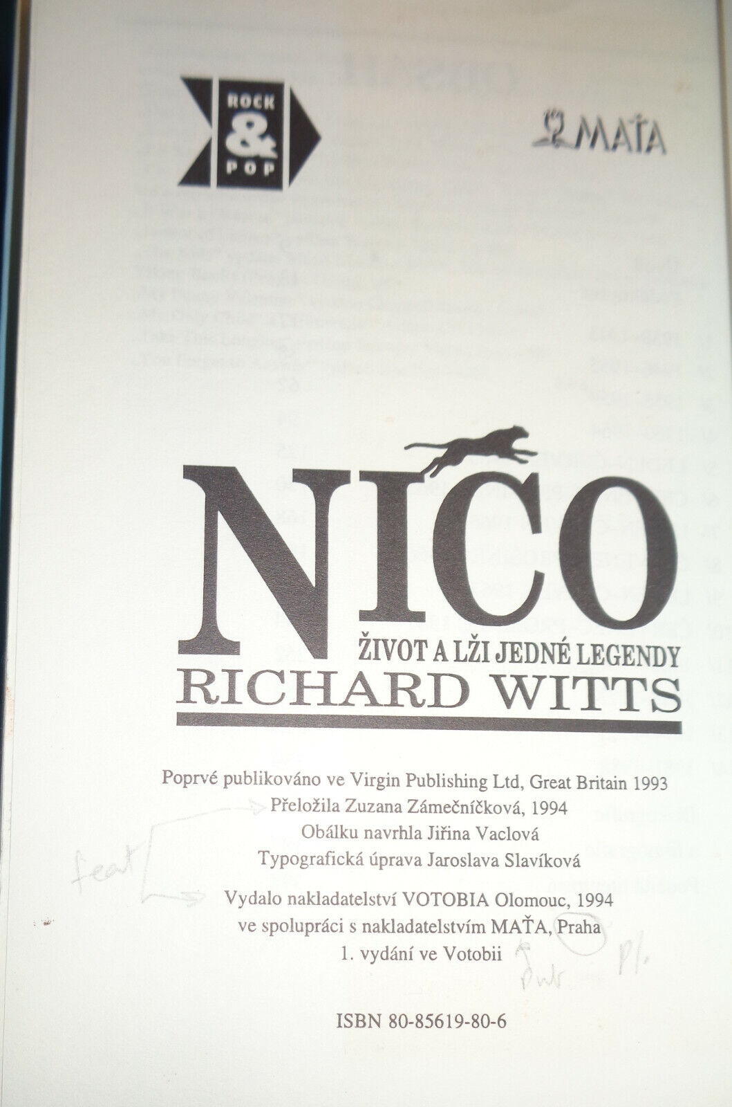 Richard Witts : Nico : ivot a l i jedné legendy - [Czech edition] Hardcover 1994