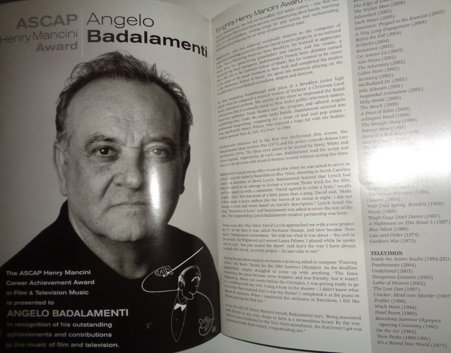 2011 ASCAP Film and Television Music Awards - Souvenir Program - Alf Clausen ..