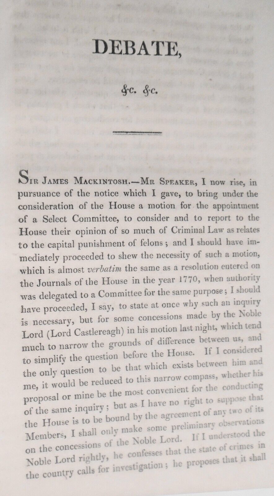 [Death Penalty] 1819 Debate in the House of Commons on a motion...