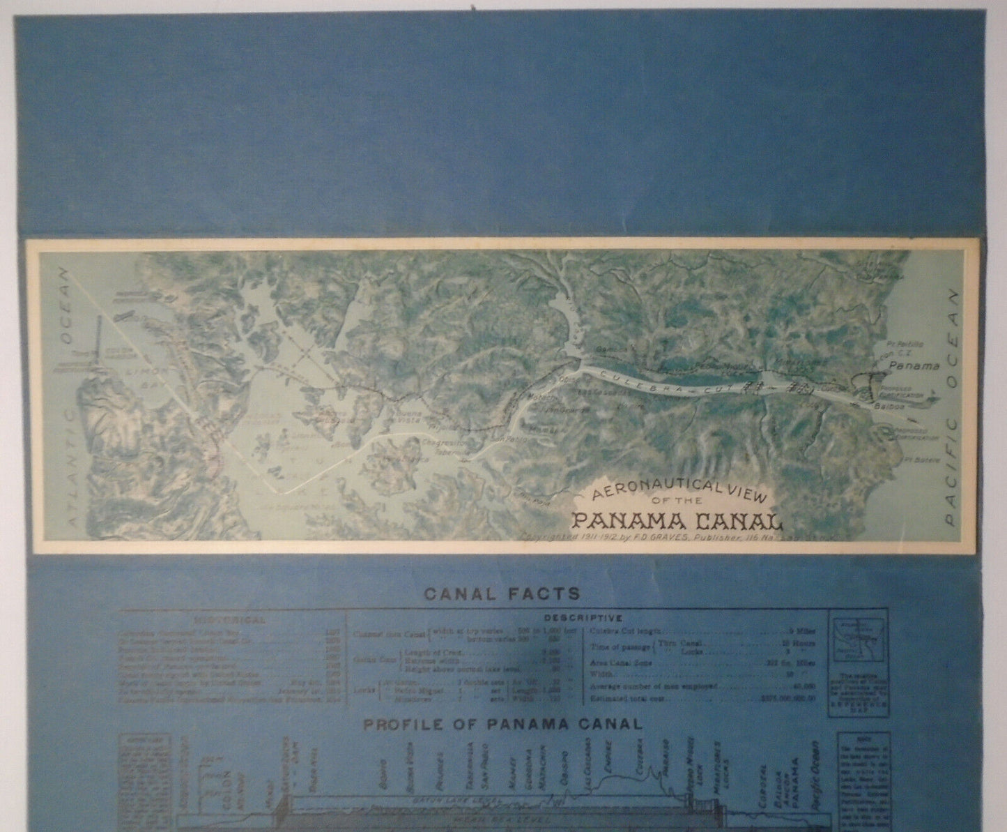 Aeronautical View of the Panama Canal 1911-1912 by F.D. Graves, with Canal Facts