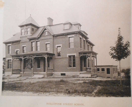 Rollstone Street School, Fitchburg MA - print - early 1900s - 13.75" x 10.25"