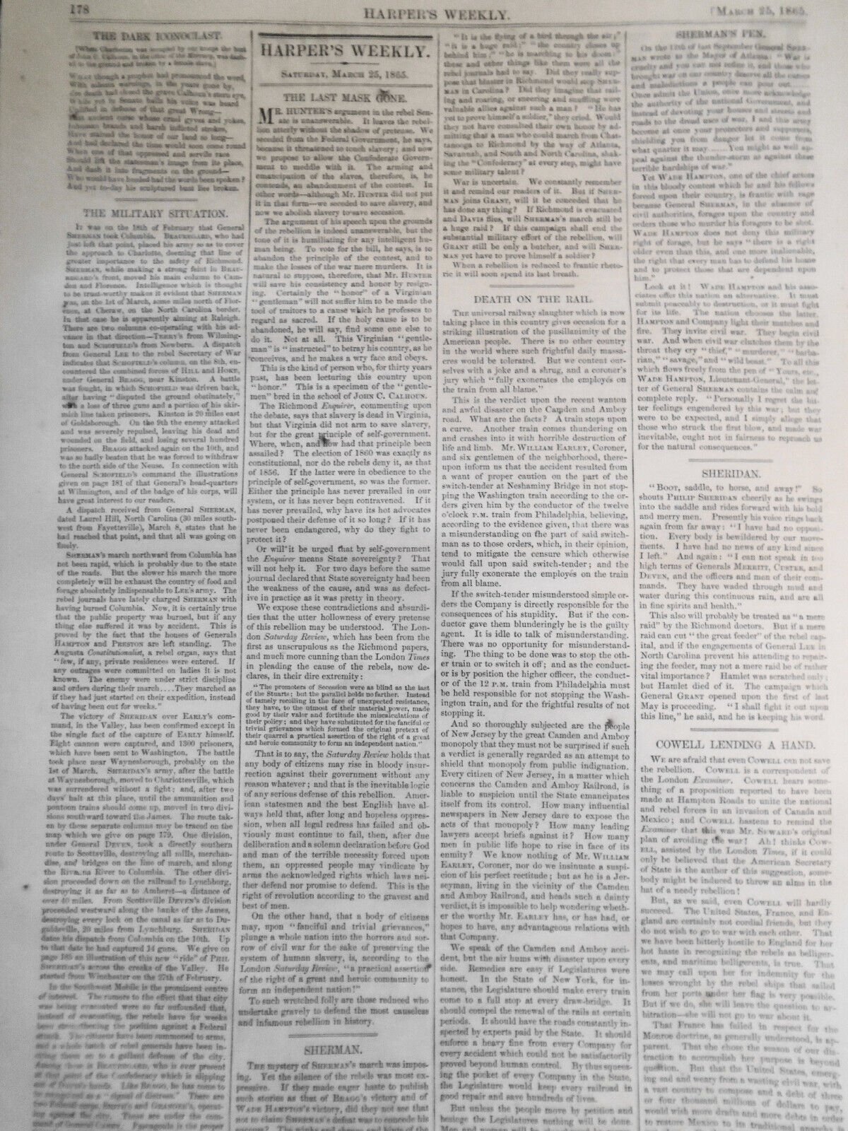 [US Civil War] Harper's Weekly March 25, 1865. Original complete issue