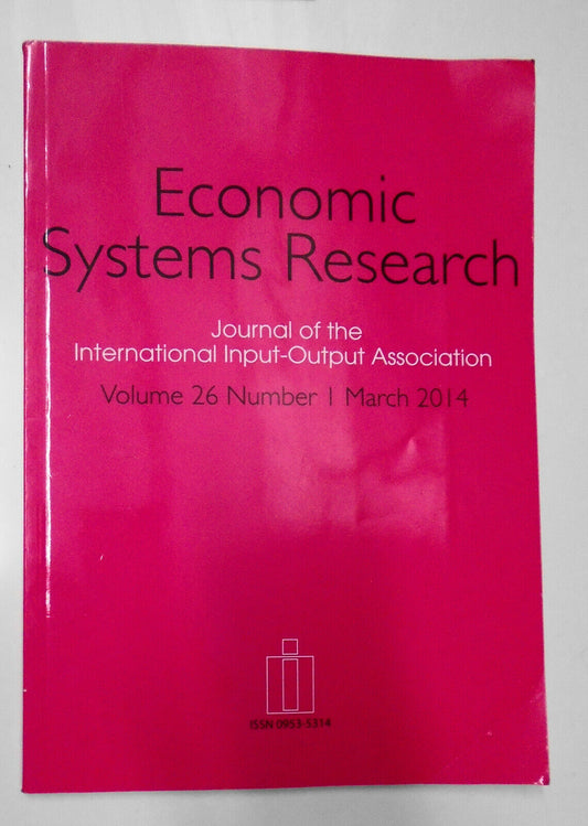 Economic Systems Research, March 2014 - Disaster Impact & Input-Output Analysis