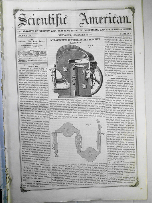 Scientific American, November 10, 1855. Stephenson's flexible boat; fire engines