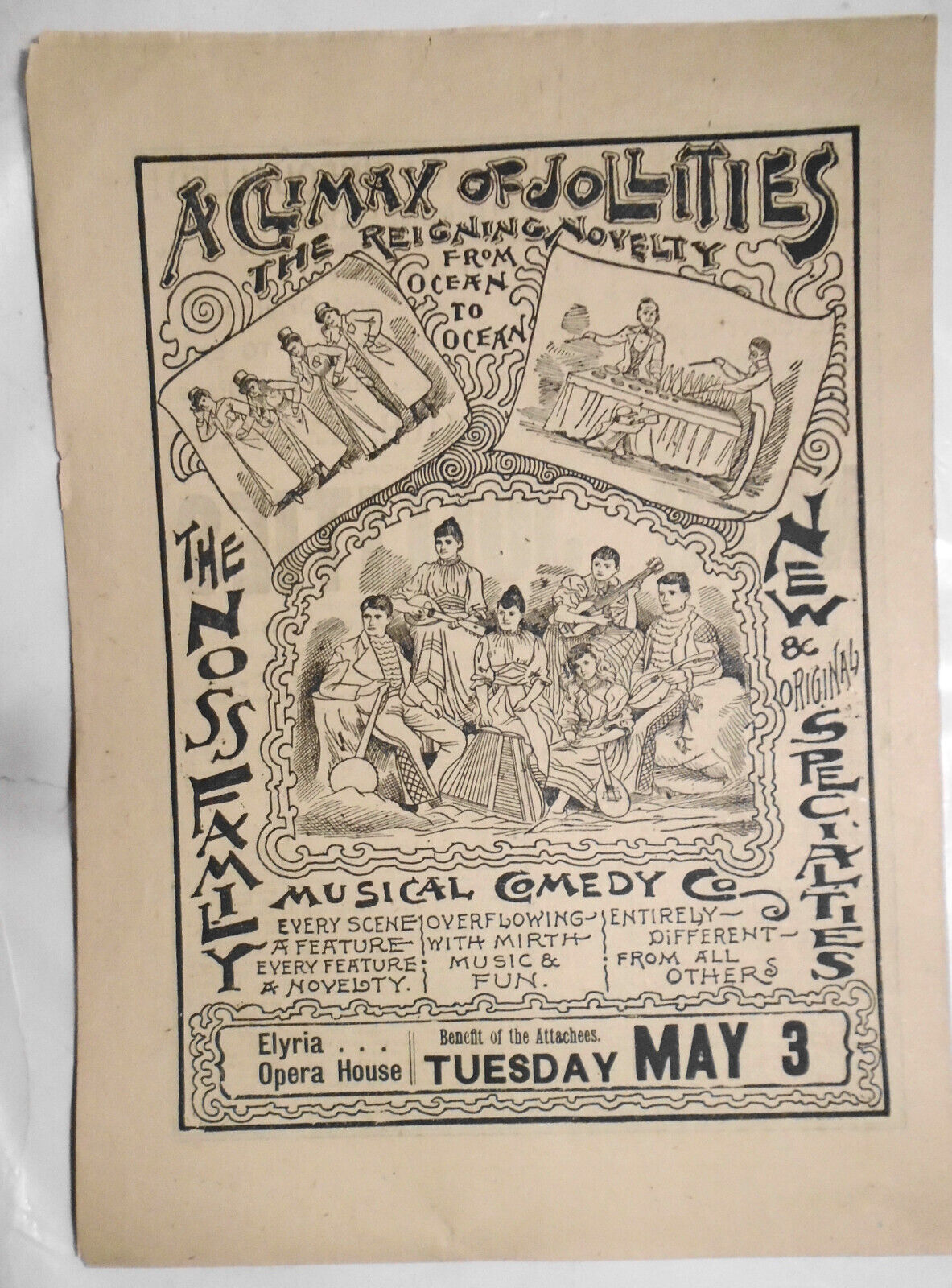 1893 Noss Family in Musical Comedy program - Elyria Opera House, Ohio