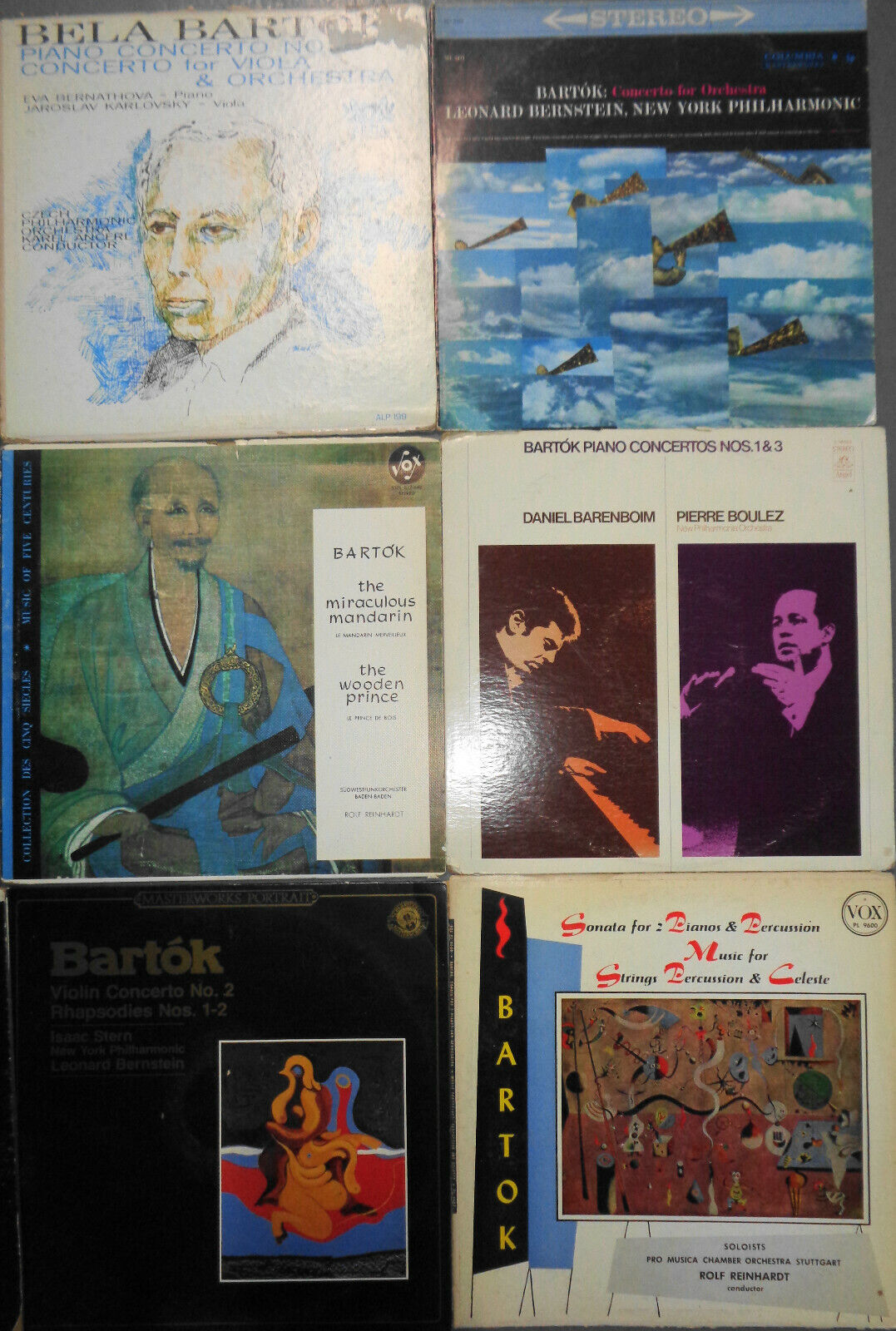 12 Bela Bartok LPs: Bernstein, Solti, Dorati, Serkin, Ozawa, Stern. Reinhardt...