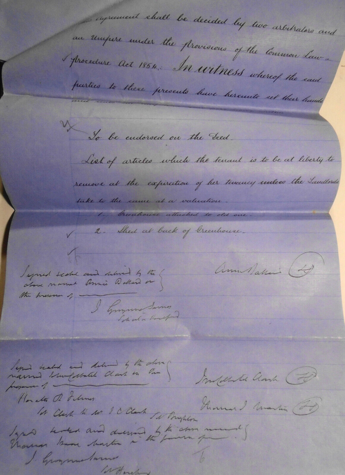 1889 Lease indenture. Hereford, England. Clark and Martin to Mrs. Annie Ballard.