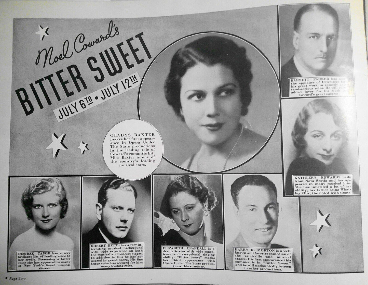 1935 Opera Under The Stars - 3 Programs: Rose Marie, Blossom Time, Bittersweet