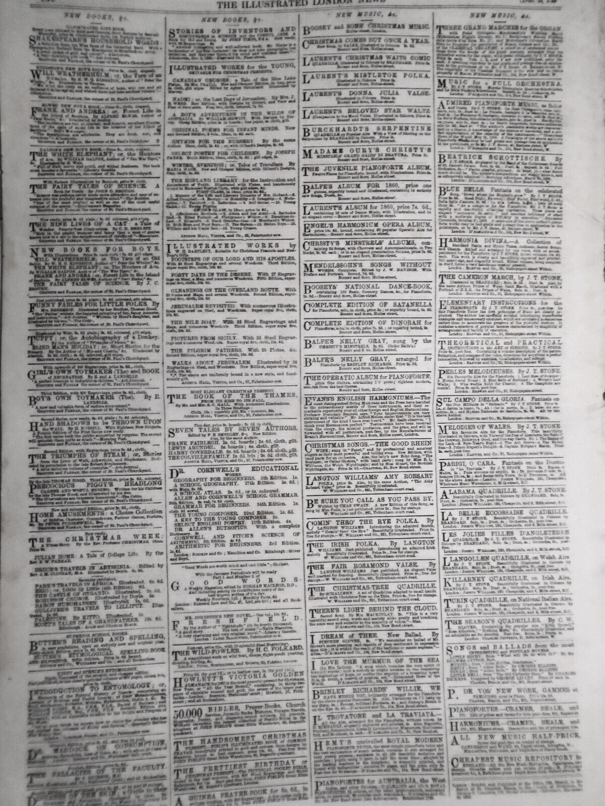 The Illustrated London News December 24, 1859 original with Christmas Supplement