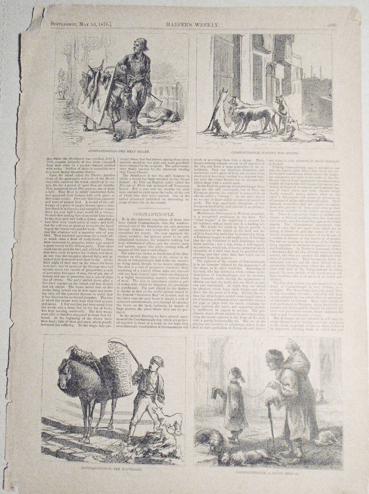 Constantinople : Original, Story & 4 Prints - Harper's Weekly, May 13, 1876